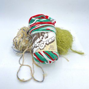 Original Sugar N’ Cream Mistletoe Cotton Yarn 2 Acrylic Skeins Greens Lot of 3